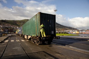 Train in the port of Bilbao