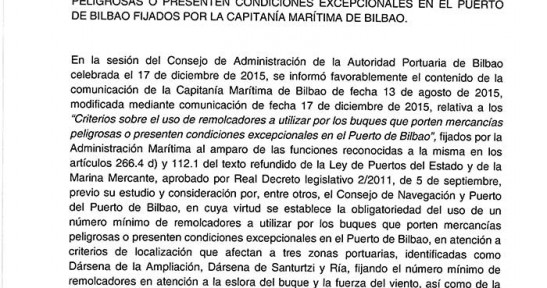 Resolución del Consejo de Administración relativa a criterios sobre el uso de remolcadores a utilizar por los buques que porten mercancías peligrosas o presenten condiciones excepcionales