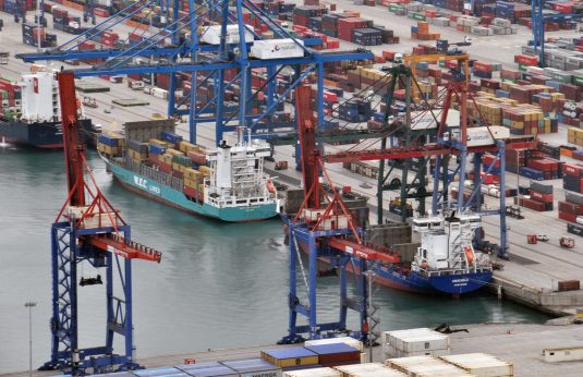 Detail of Port of Bilbao container terminal