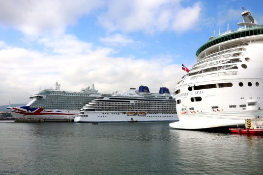 View of the three cruise vessels View of the three cruise vessels