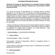 Resolution of the Board of Directors of the Port Authority of Bilbao approving the rates for use of the new maritime station of Getxo (OLATUA)