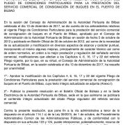 Resolución del Consejo de Administración de la Autoridad Portuaria de Bilbao por la que se aprueba la Modificación del Pliego de Condiciones Particulares para la Prestación del Servicio Comercial de Consignación de Buques en el Puerto de Bilbao