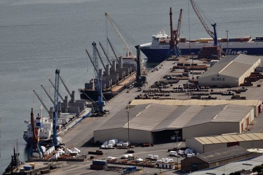 Cargo vessels at one of the port terminals