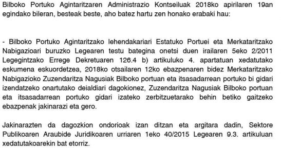 Bilboko Portuko Agintaritzaren Administrazio Kontseiluaren ebazpena, zeinaren bitartez Bilboko Portuko Agintaritzako Lehendakariari eskuordetu zaion Bilboko Portueta eta Itsasadarren Portuko gidariak izendatzea