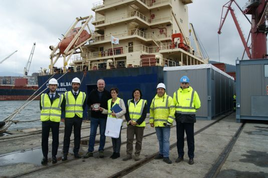 Captain of the MV CONDOR BILBAO with port of Bilbao representatives