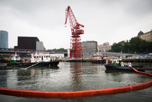 A moment of the mock marine pollution drill