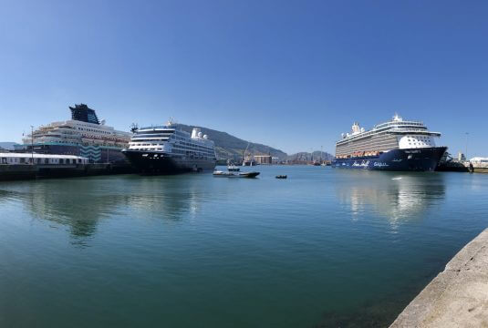 Cruise ships at the port of Bilbao