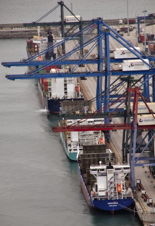 Portainer cranes on the quays of Bilbao port