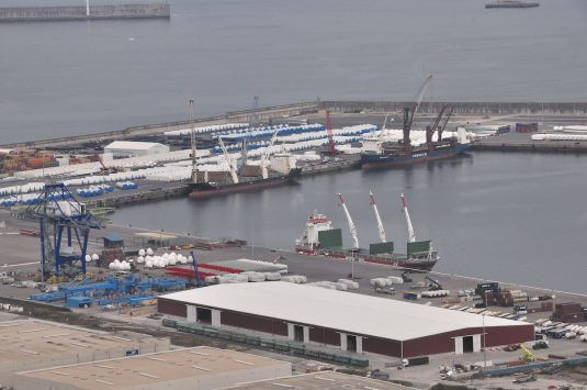 Windmill parts in the port of Bilbao