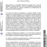 Resolución del Consejo de Administración de la Autoridad Portuaria de Bilbao por la que se aprueba la Modificación del Pliego de Condiciones Particulares para la Prestación del Servicio Comercial de Consignación de Buques en el Puerto de Bilbao