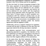 The Port Authority of Bilbao approves a package of financial measures for concessionaires and port suppliers in relation to the COVID-19 crisis