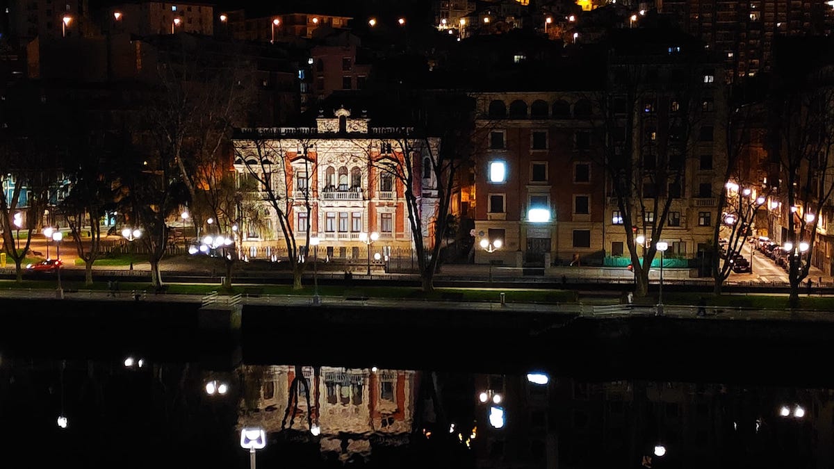 View of the Olabarri Palace at night